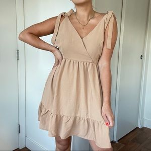 SHEIN TAN TIERED MINI DRESS